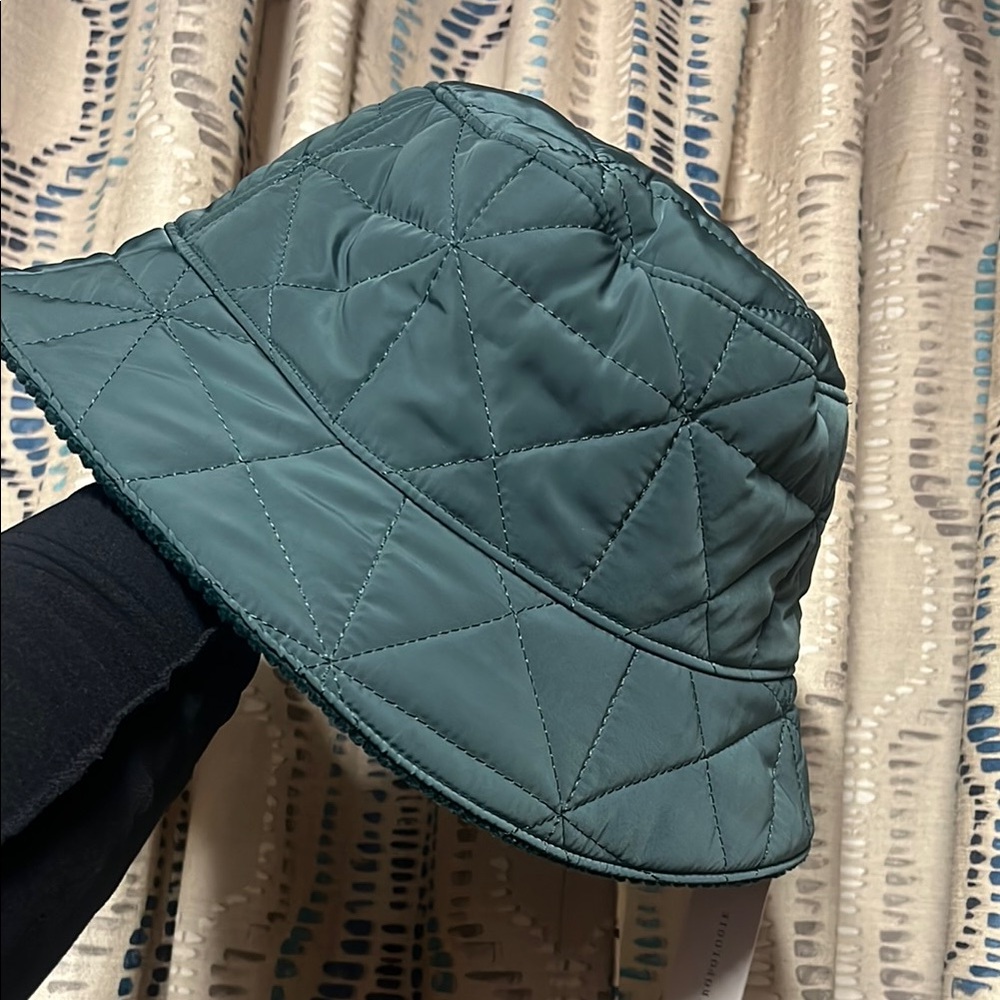 Unique Quilted Green Bucket Hat anthropology one size